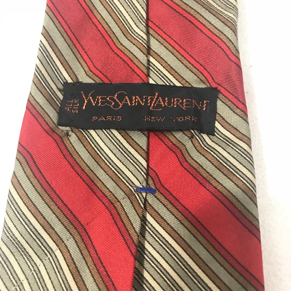 Yves Saint Laurent Red And Gold Tie
